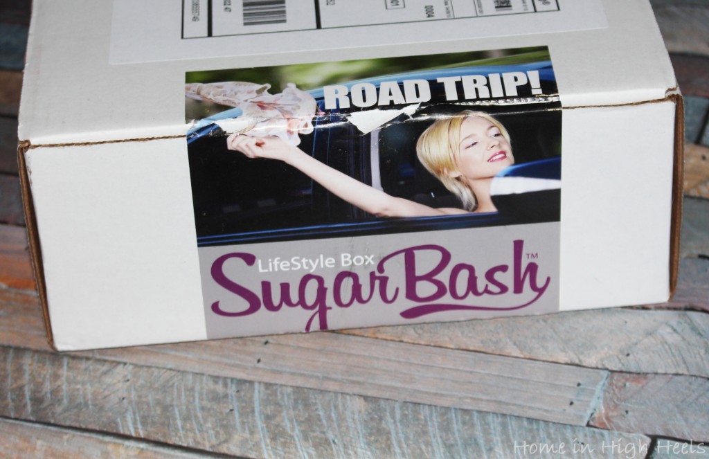 SugarBash Lifestyle Subscription Review- This Month is Road Trip! Want a subscription filled with items ranging in categories instead of the usual sample packets? This might be your perfect sub box! See it all on Home in High Heels