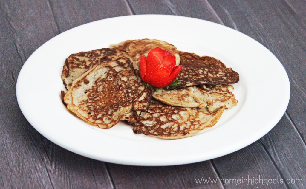 The easiest healthy pancake recipe ever! These 2 ingredient banana pancakes are flourless, fluten-free, vegetarian, & full of healthy benefits! Check out the skinny recipe & lots more lifestyle posts on Home in High Heels | www.homeinhighheels.com