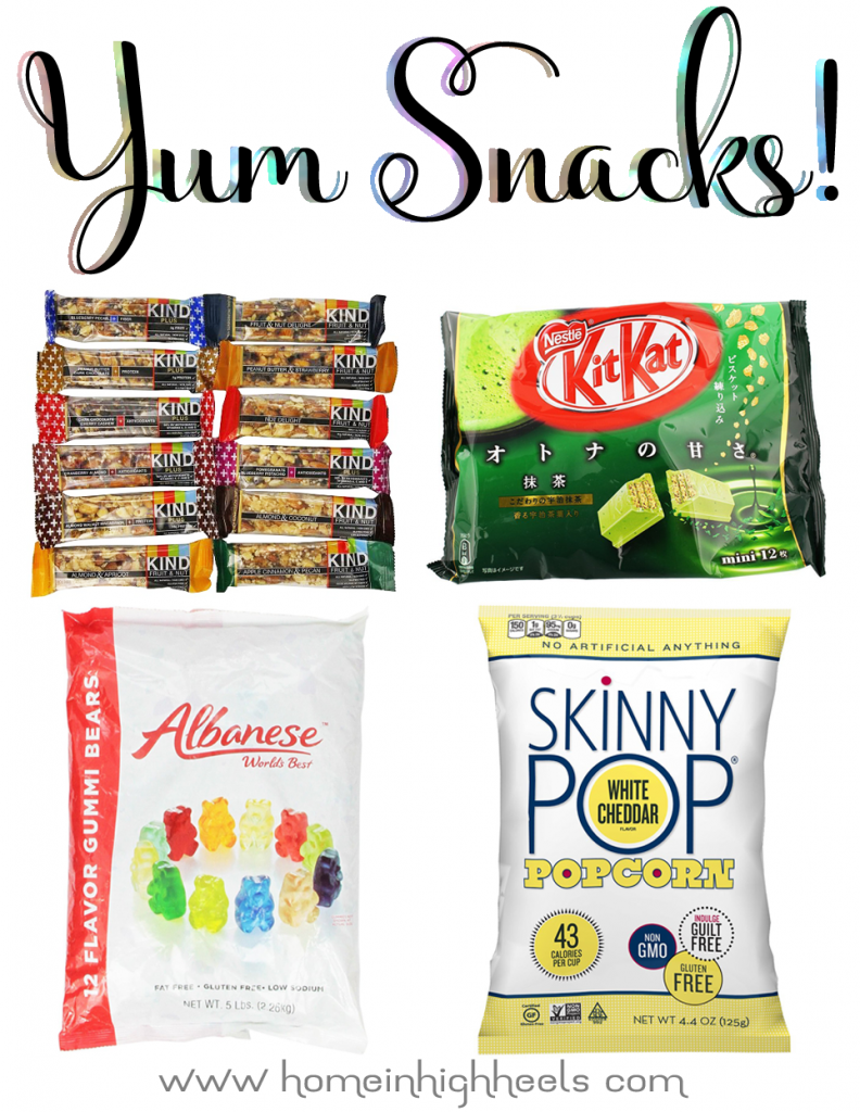 Awesome Snacks on Home in High Heels including KIND bars, Skinny Pop, Kit Kats in Green Tea flavor, & the best gummy bears from Albanese + more favorites! | www.homeinhighheels.com