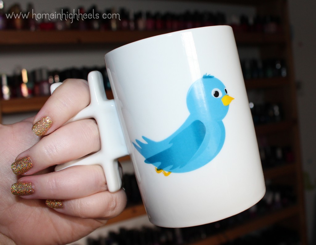 Thumbs Up Twitter #mug Cup- the perfect way to start your day when trying to keep your thoughts to 140 characters...yeah you need caffeine. & a hashtag mug obviously on Home in High Heels | www.homeinhighheels.com