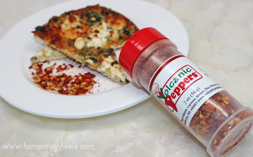 Hot & Spicy Volcanic Peppers Volcano Dust 5 Pepper Flakes Seasoning aka the BEST spicy pizza seasoning ever! on Home in High Heels | www.homeinhighheels.com