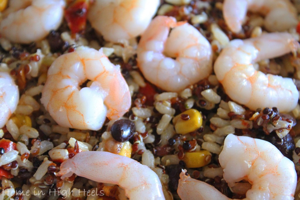 My recipe for Southwest Lemon Chipotle Shrimp Grain Salad for Lunch on Home in High Heels | www.homeinhighheels.com