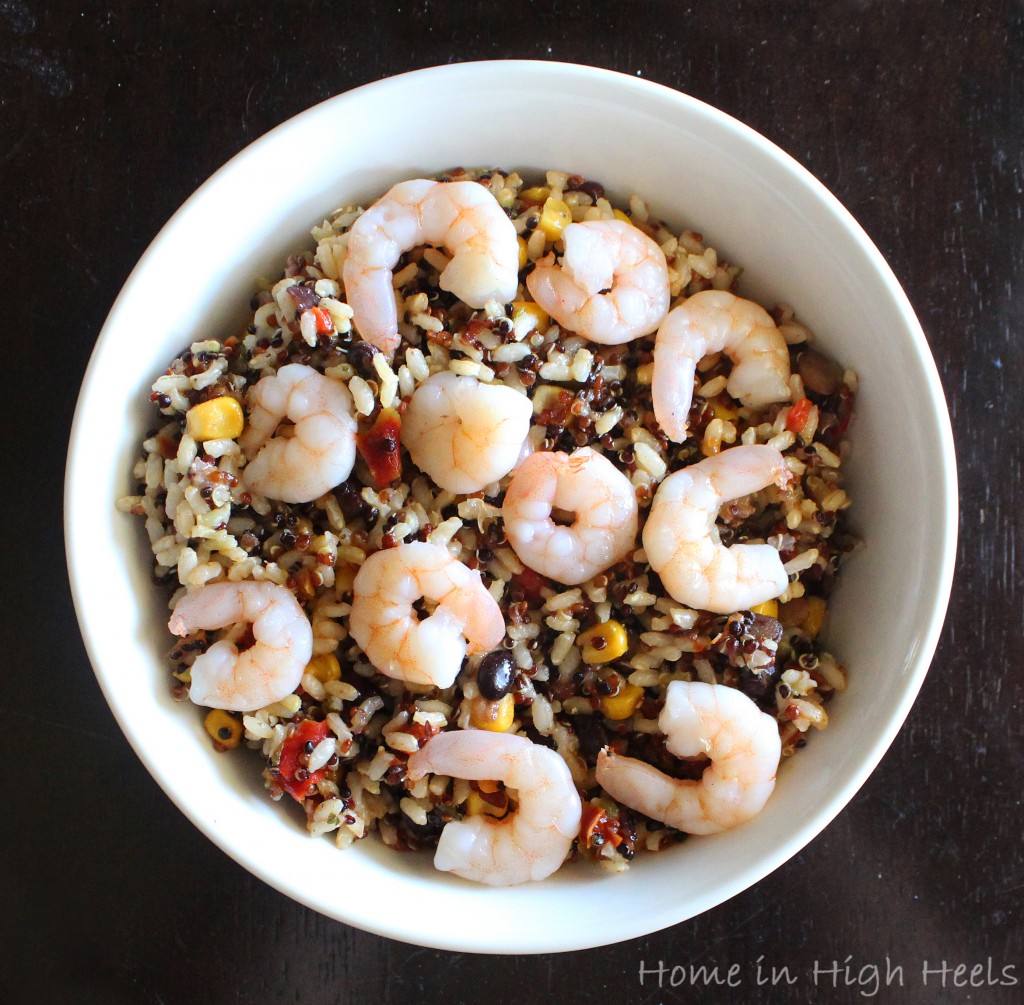 My recipe for Southwest Lemon Chipotle Shrimp Grain Salad for Lunch on Home in High Heels | www.homeinhighheels.com