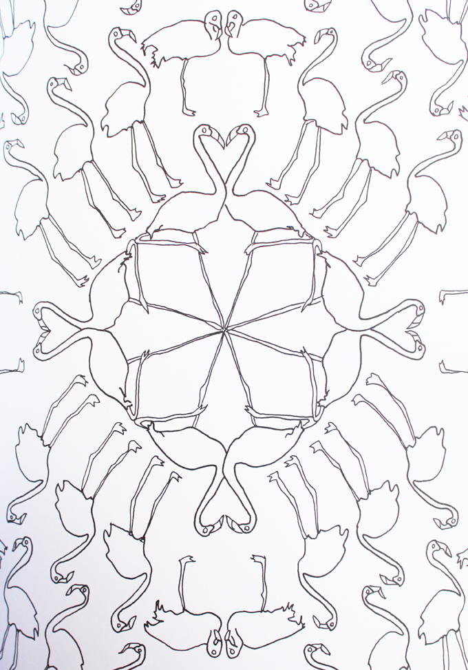 Every Little Thing is fabulously quirky coloring book that has lovely pictures often dealing with animals, plants, & 1980s inspired items. This is one of the flamingo pages! Check out more on Home in High Heels!