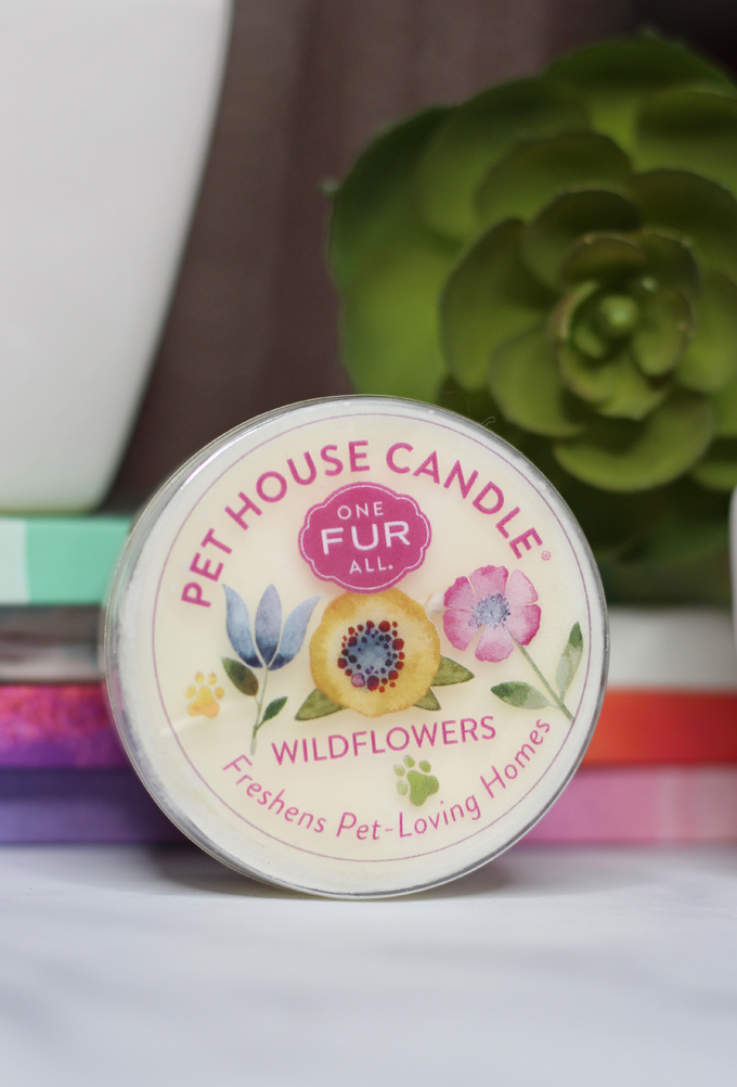 This is the Wildflowers Candle Meet the perfect hand poured, dye-free candles for your home- especially if you have pets! One Fur All Pet House Candle Mini Sampler Spring Mix Review on Home in High Heels