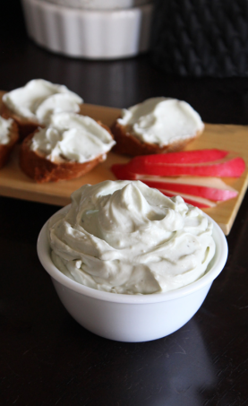 If you love blue cheese then this Creamy Whipped Bleu Cheese recipe will be your perfect match! Cheesy, luxurious, & a great topper, dip, or even sauce! Pair it with some balsalmic vinegar reduction & pears for the perfect crostini! Yum! Check out more recipes on Home in High Heels