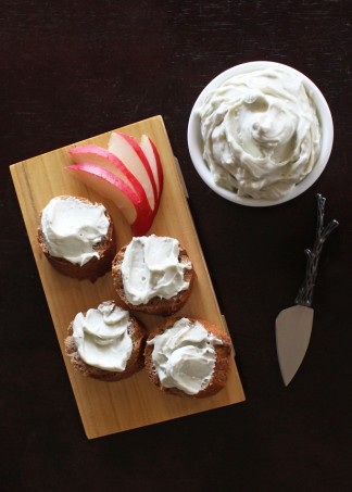 If you love blue cheese then this Creamy Whipped Bleu Cheese recipe will be your perfect match! Cheesy, luxurious, & a great topper, dip, or even sauce! Pair it with some balsalmic vinegar reduction & pears for the perfect crostini! Yum! Check out more recipes on Home in High Heels
