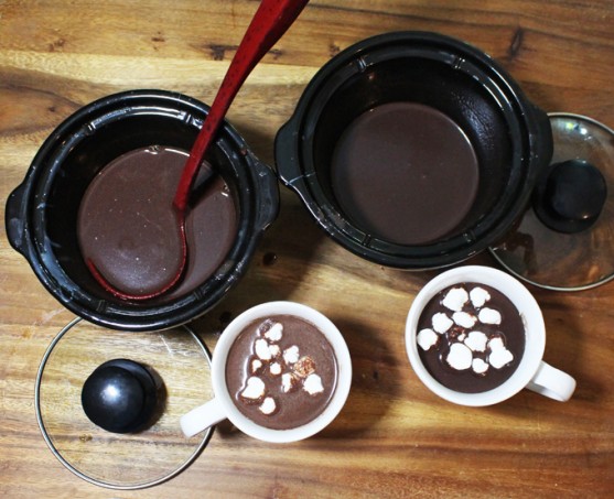 A simple recipe for the BEST slowcooker hot chocolate- a crockpot recipe perfect for a party! & a DIY tutorial for those cute over-the-mug cutout cookies too! I went with stars- but most shapes will work! Read more about lifestyle, food, & style on Home in High Heels