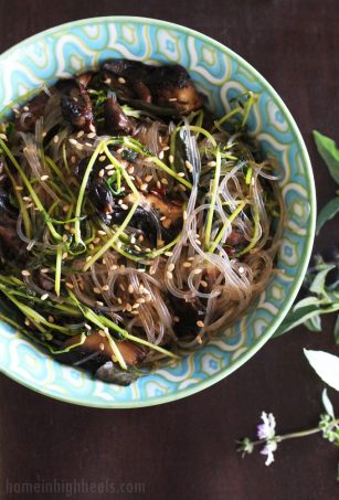 An easy to create recipe for these lovely Asian Garlic Noodles with Greens on Home in High Heels
