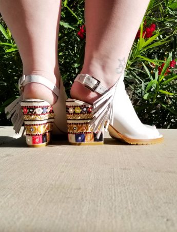 Donald J Pliner Embroidered OMARA High Heels Slingback Wedges in White from Home in High Heels