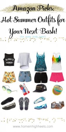 My top summer outfit picks from Amazon- a top, jean shorts, accessory, & of course- comfortable sandals! Amazon Picks: Hot Summer Outfits for Your Next Bash! (for every body type!) on Home in High Heels