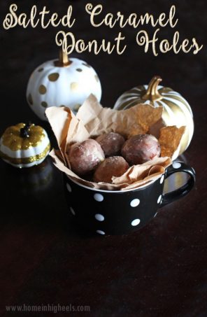 DIY Salted Caramel Glazed Biscuit Donut Holes Recipe- using items from your fridge! on Home in High Heels