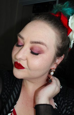 Kendra Scott Custom Color Bar Earrings + Burgundy Eyes & Red Lips Makeup Look Black, White, Red, & French! Oh La La Bistro Restaurant Recap in Las Vegas with Christmas in Paris Little Red Dress Curvy OOTD on Home in High Heels