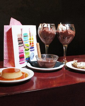 Desserts from Oh La La French Bistro including CHOCOLAT LIEGEOIS, CREME BRÛLEE, ORANGE DARK CHOCOLATE MOUSSE, TIRAMISU, & CREME CARAMEL Black, White, Red, & French! Oh La La Bistro Restaurant Recap in Las Vegas with Christmas in Paris Little Red Dress Curvy OOTD on Home in High Heels