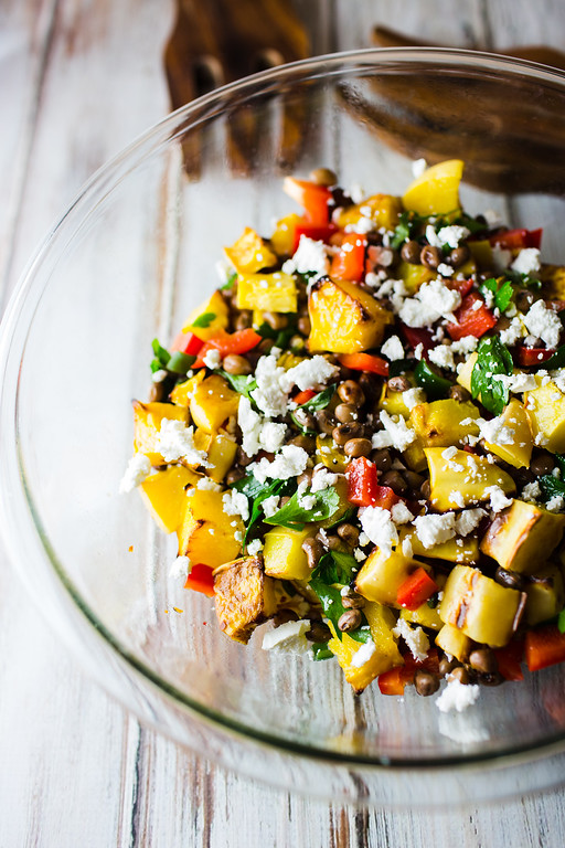 Black-Eyed Peas Salad with Roasted Butternut Squash and Goat Cheese  10 Delicious Butternut Recipes to Ring in Autumn! Options like gluten-free, vegan, & low carb too in order to fully enjoy this fall squash on Home in High Heels