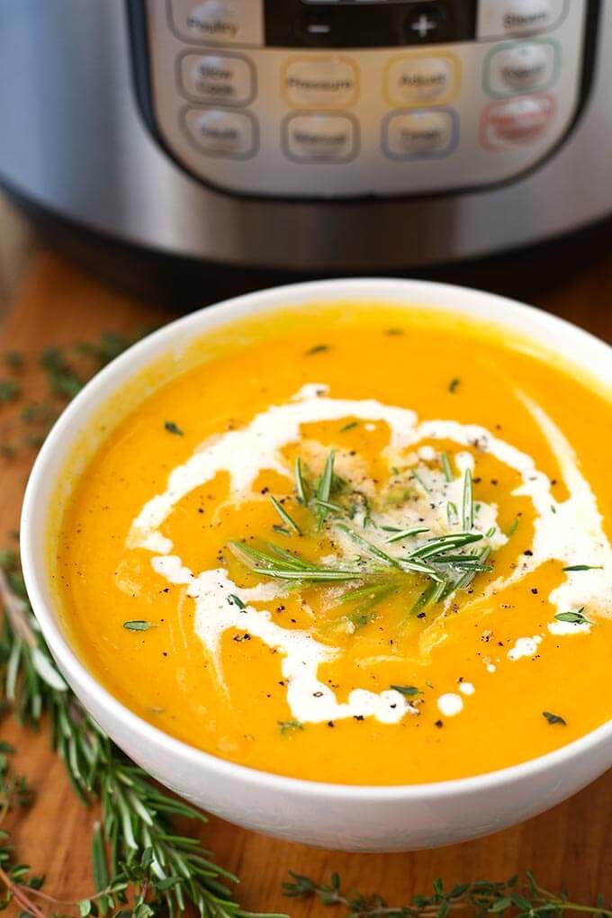 Instant Pot Butternut Squash Soup  10 Delicious Butternut Recipes to Ring in Autumn! Options like gluten-free, vegan, & low carb too in order to fully enjoy this fall squash on Home in High Heels
