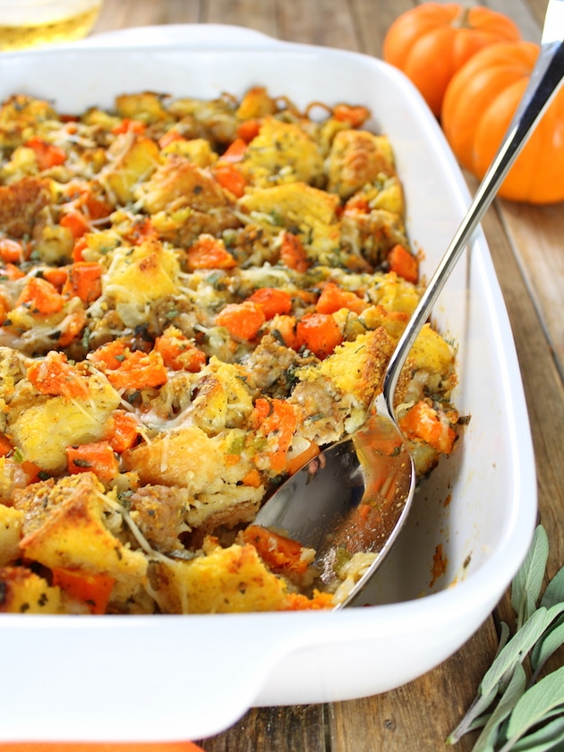 Baked Butternut Squash with Italian Sausage Stuffing  10 Delicious Butternut Recipes to Ring in Autumn! Options like gluten-free, vegan, & low carb too in order to fully enjoy this fall squash on Home in High Heels