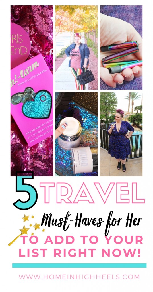 5 Travel Must-Haves for Her to Add to Your List Right Now including dulling pain, non-wrinkling clothing, & even a safety alarm on Home in High Heels